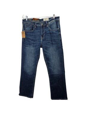 TK Axel Jeans Mens 36x32 Blue Slim Boot Cut Stretch Denim Distressed Medium Wash